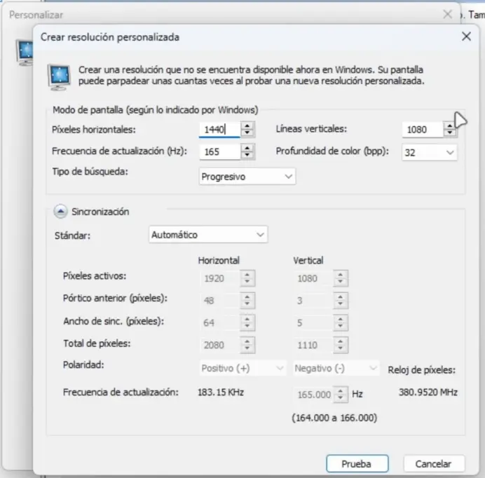 crear resolución estirada con nvidia
